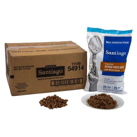 BAF SANTIAGO Santiago Vegetarian Refried Pinto Beans 27.09 oz., PK6 54914